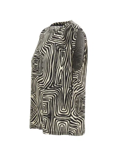 Elena Miro' Abstract-pattern Gathered T-shirt In Multi