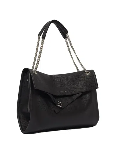 Orciani Chain-strap Pebble-leather Shoulder Bag In Black