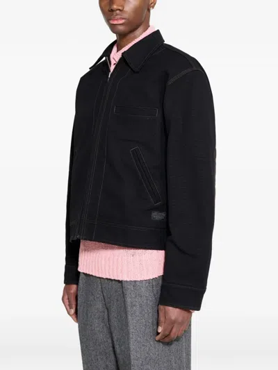 Stussy Work Contrast-stitch Collared Jacket In Black