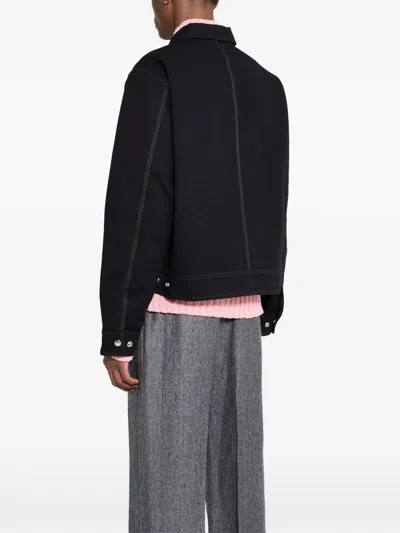 Stussy Work Contrast-stitch Collared Jacket In Black