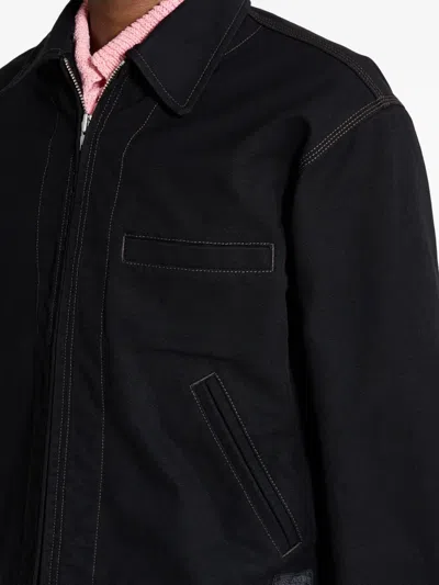Stussy Work Contrast-stitch Collared Jacket In Black