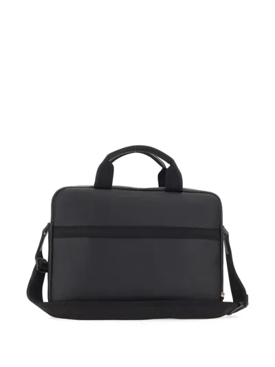 Hugo Boss Briefcase Textured Finish Adjustable Strap Handles In Black