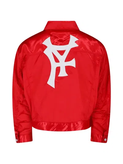 Pdf Cropped Satin Jacket With Button Closure In Red