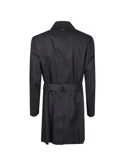 Herno Double-breasted Belted Coat In Black