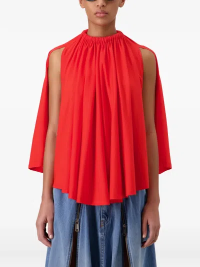 Coperni Asymmetric Draped Blouse In Red