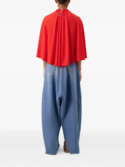 Coperni Asymmetric Draped Blouse In Red