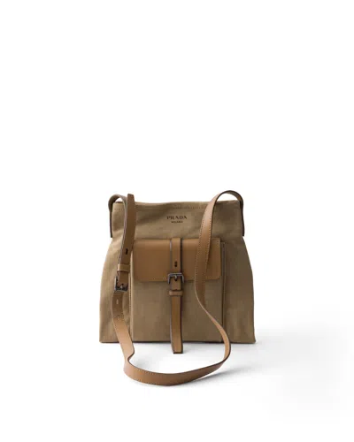 Prada Route Canvas And Leather Shoulder Bag In Pattern
