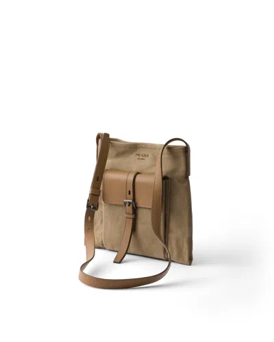 Prada Route Canvas And Leather Shoulder Bag In Pattern