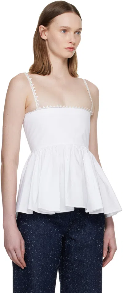 Jacquemus Top Le Haut Traversin White With V-neck And Ruffle Details In Cotton For Women In White