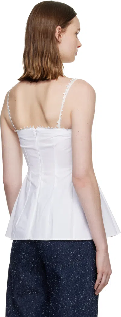 Jacquemus Top Le Haut Traversin White With V-neck And Ruffle Details In Cotton For Women In White