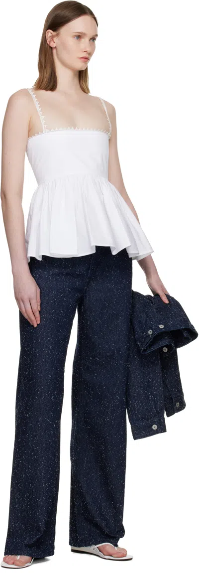 Jacquemus Top Le Haut Traversin White With V-neck And Ruffle Details In Cotton For Women In White