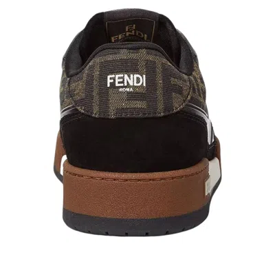 Fendi Match Ff Jacquard Fabric And Suede Sneakers In Black