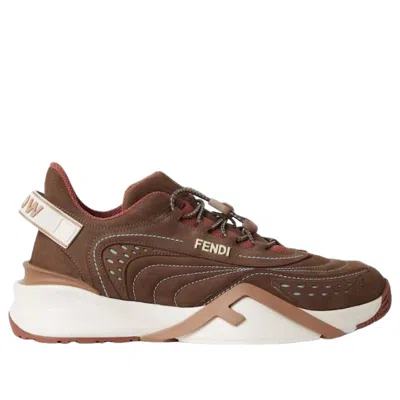 Fendi Chunky Sole Sneakers Featuring Perforated Design In Brown