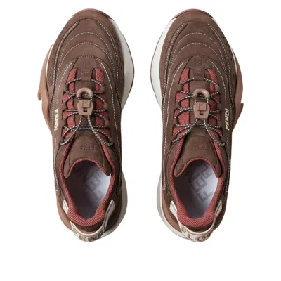 Fendi Chunky Sole Sneakers Featuring Perforated Design In Brown