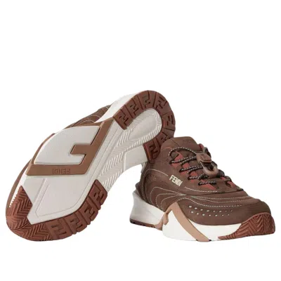 Fendi Chunky Sole Sneakers Featuring Perforated Design In Brown