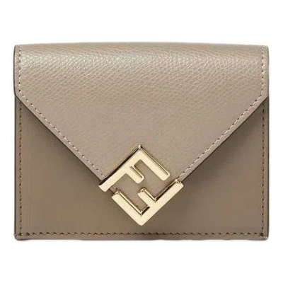 Fendi Diamonds Medium Two-color Wallet In Gray