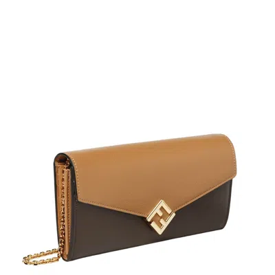 Fendi Ff Diamonds Continental With Chain In Purple