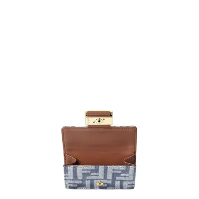 Fendi Ff-pattern Tri-fold Wallet In Blue