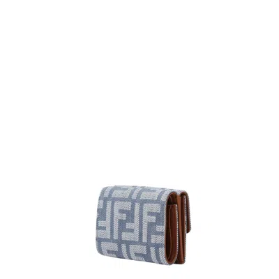 Fendi Ff-pattern Tri-fold Wallet In Blue