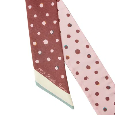 Fendi Women Silk Wrappy Bandeau With Falena Dots Motif In Pattern