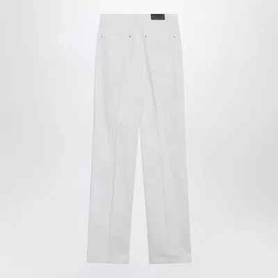 Lemaire High-waisted Straight-leg Jeans With Belt In White Denim In White