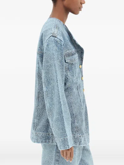 Ganni Buttoned Pocket Jacket In Blue