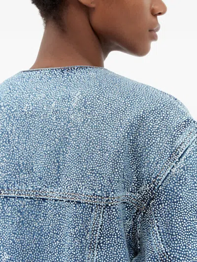 Ganni Buttoned Pocket Jacket In Blue
