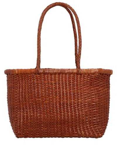 Dragon Diffusion Dark Orange Leather Grace Small Tote In Brown