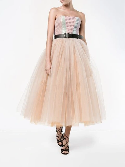 Shop Natasha Zinko Sleeveless Brocade Tulle Dress In Multicolour