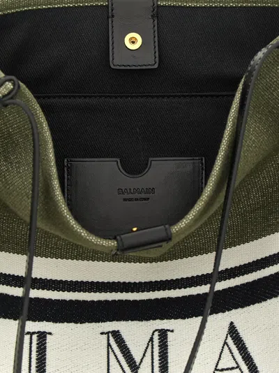 Balmain Medium Canvas And Leather Release Tote