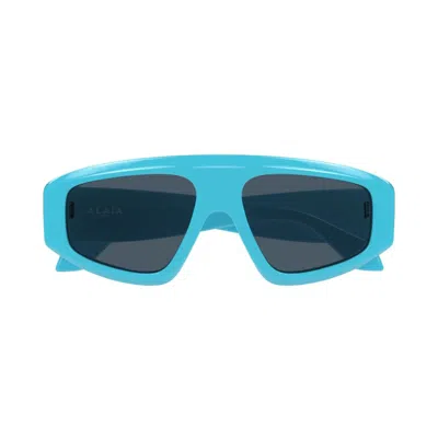 Alaïa Aa0092s Oversized Rectangular Sunglasses In Turquoise Blue In Pattern