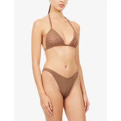 Devon Windsor Lucinda Triangle Bikini Top In Brown