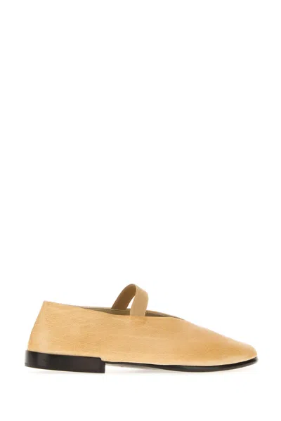 Lemaire Leather Glove Ballerinas Pointed Toe Strap In Neutral