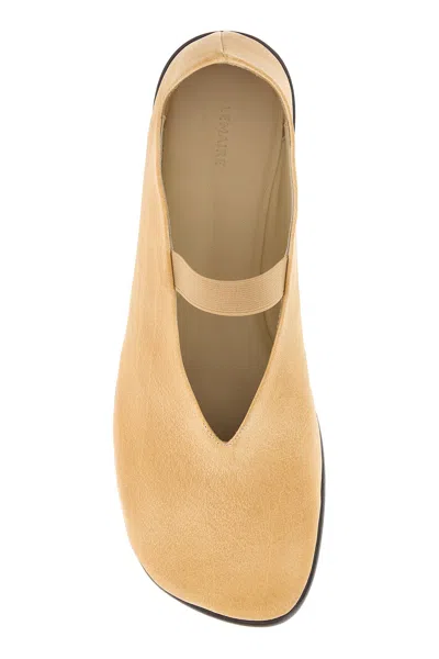 Lemaire Leather Glove Ballerinas Pointed Toe Strap In Neutral