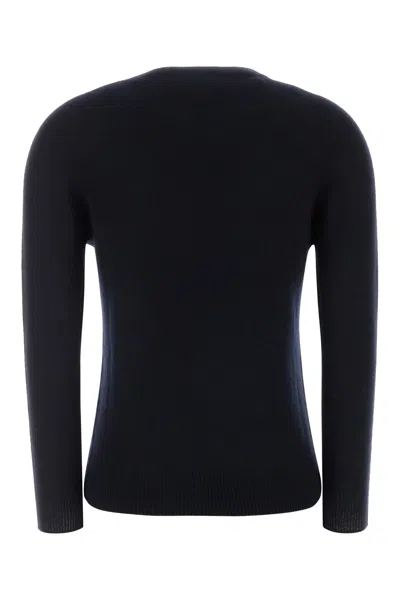 The Row Navy Blue Solid Crew Neck Sweater In Black