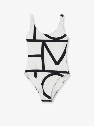 Totême Toteme One-piece Swimsuit With Lettering In White