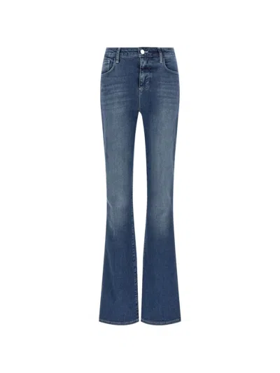 L'agence Flared Stone-washed Jeans In Blue