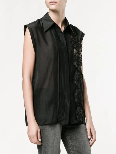 Rochas Flower Appliqué Sleeveless Shirt In Black