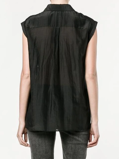 Shop Rochas Flower Appliqué Sleeveless Shirt In Black