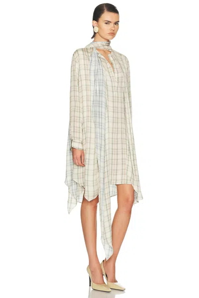 Acne Studios Checked Viscose Mini Shirt Dress In White