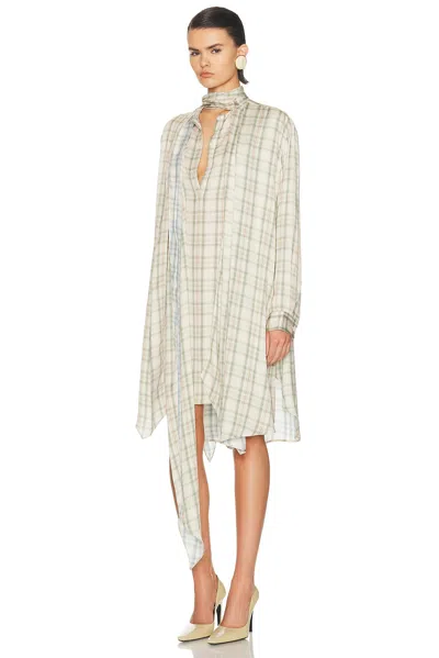 Acne Studios Checked Viscose Mini Shirt Dress In White