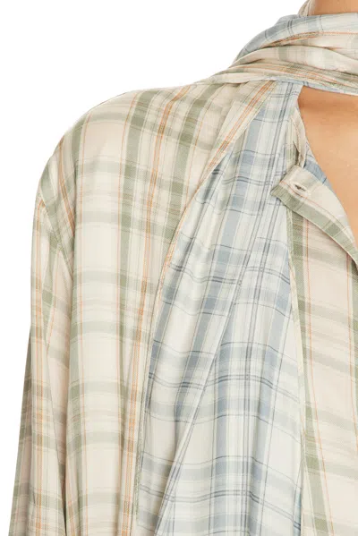Acne Studios Checked Viscose Mini Shirt Dress In White