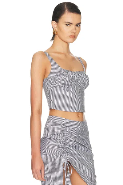 Fleur Du Mal Poplin Bustier Top In Gray