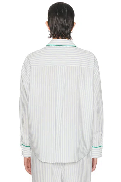 Lunya Airy Cotton Piped Button Down Shirt In White