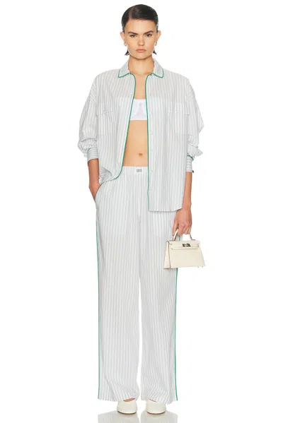 Lunya Airy Cotton Piped Button Down Shirt In White