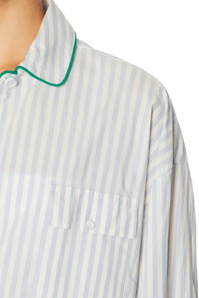 Lunya Airy Cotton Piped Button Down Shirt In White