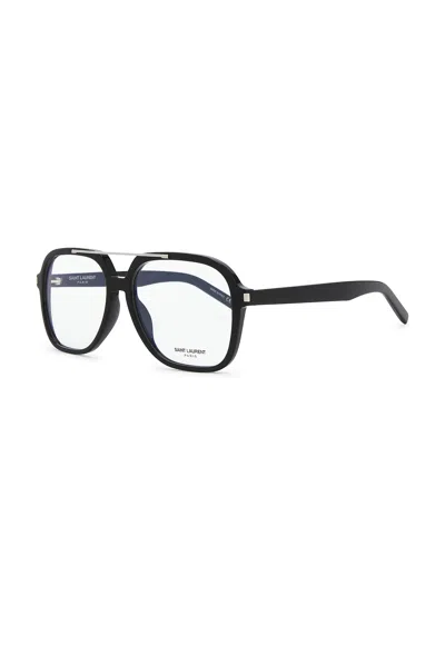 Saint Laurent Corner Angle Rectangular Optical Eyeglasses In Red