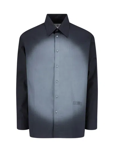 Mm6 Maison Margiela Straight Shirt Collar Long Sleeves Printed Detail In Gray