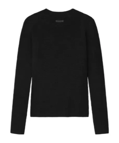 Essentials Black Soft Rib Long Sleeve T-shirt In Black