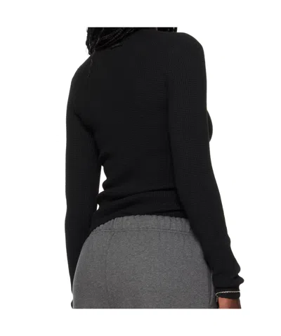 Essentials Black Soft Rib Long Sleeve T-shirt In Black